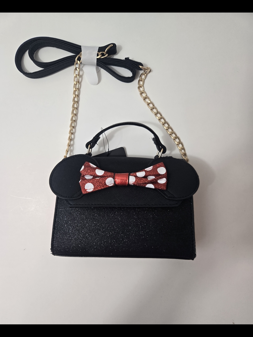 Minnie Mouse Crossbody Satchel with Red Polka Dot Bow Accent